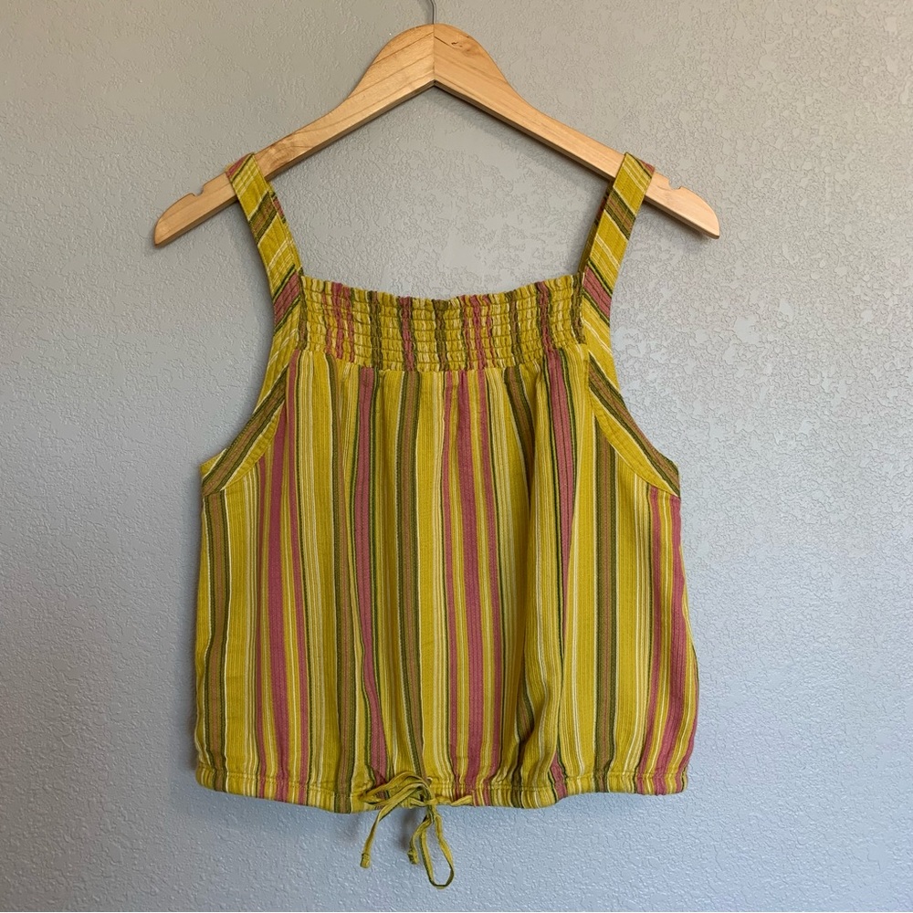 Prana Size Small Sleeveless Tank Top Yellow Pink Stripe in Organic Cotton NWT